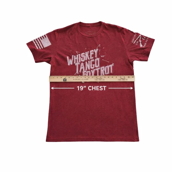 Grunt Style Whiskey Tango Foxtrot Patriotic Graphic Tee Red Men's Shirt Size M - Picture 2 of 6